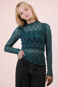 Sheer Mesh Lace Knit Top