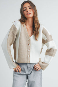 Color Block Button Down Cardigan