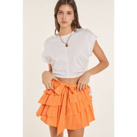 GATHERED SIDE GRUNGE CROP COTTON TOP