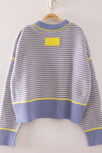 Contrast Trim Stripe Knit Sweater
