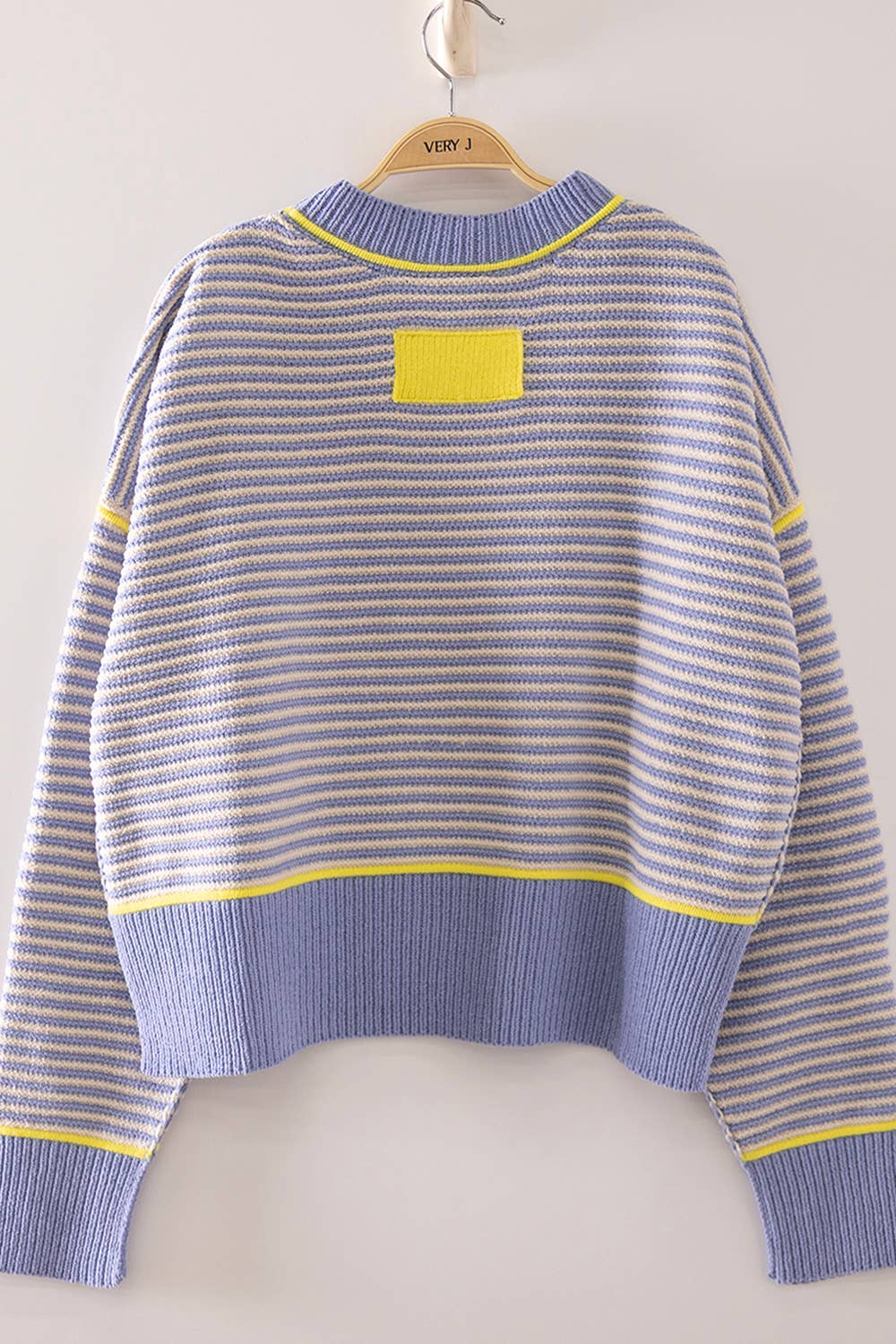 Contrast Trim Stripe Knit Sweater