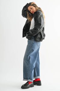 Cuffed Barrel Jean - MEDIUM DENIM - JP420