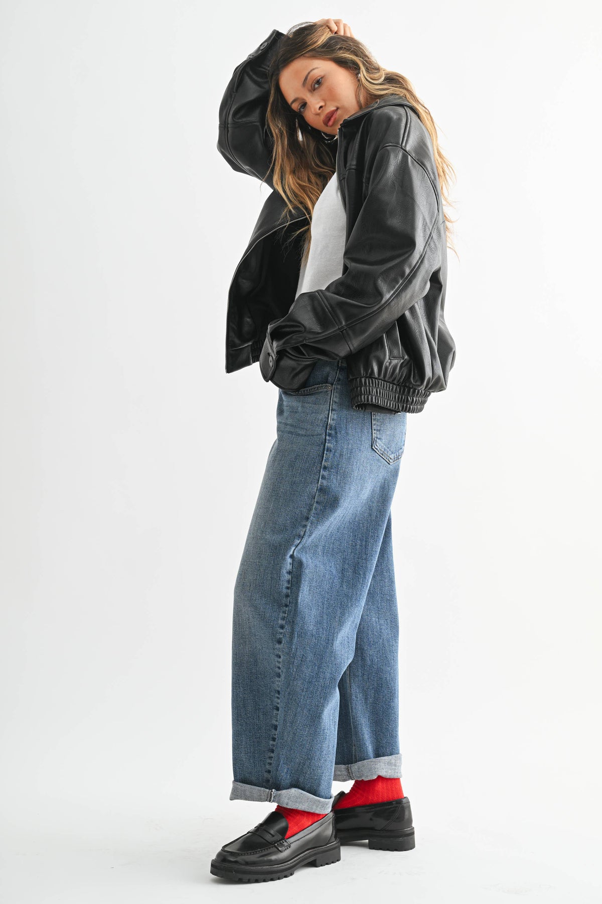 Cuffed Barrel Jean - MEDIUM DENIM - JP420