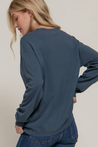 Long Sleeve Round Neck Garment Dye Tee
