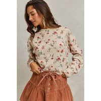 Floral Print Crewneck Sweater