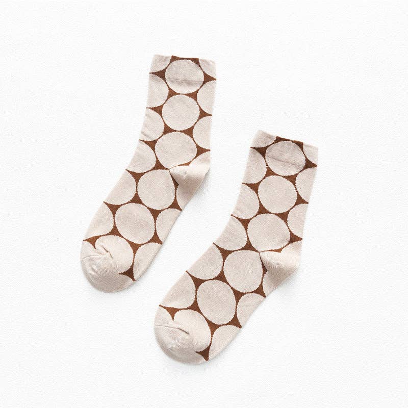Simple Polka Dot Mid Calf Socks (5 Pairs)
