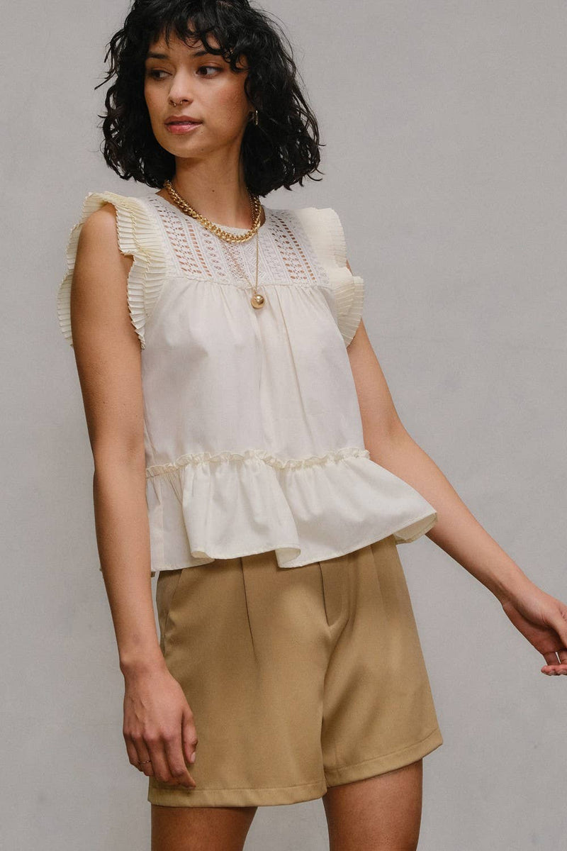Pleated Detail Cotton Top