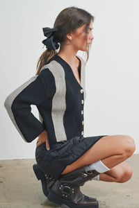Color Block Button Down Cardigan