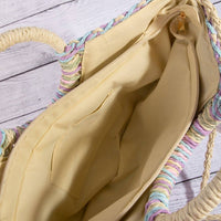 Multi Tone Straw Half Moon Bag