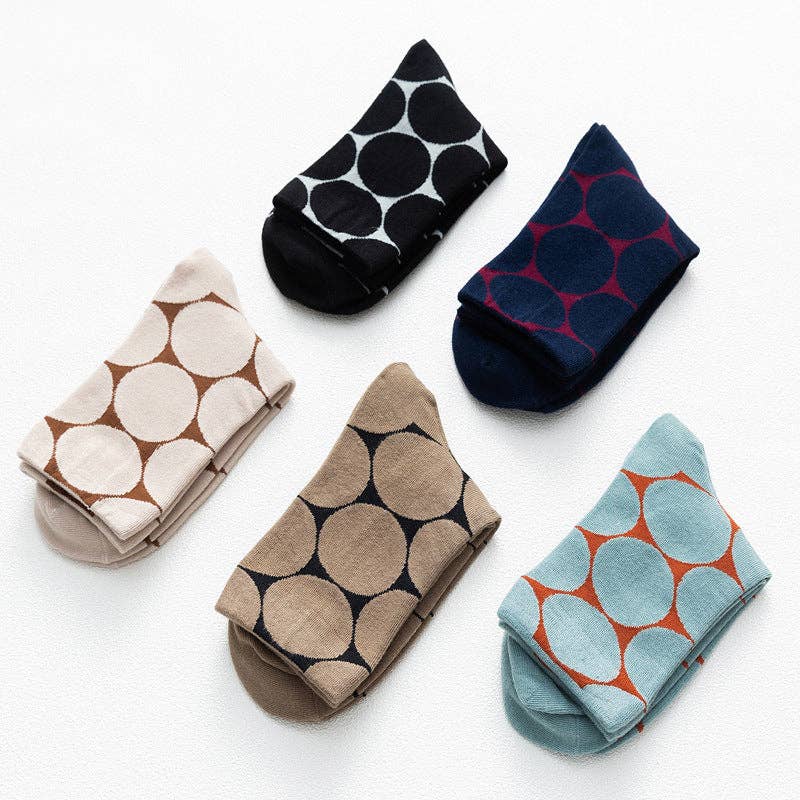 Simple Polka Dot Mid Calf Socks (5 Pairs)