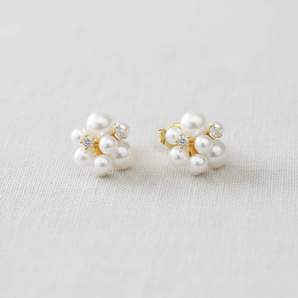 Vintage Pearl Flower Earrings