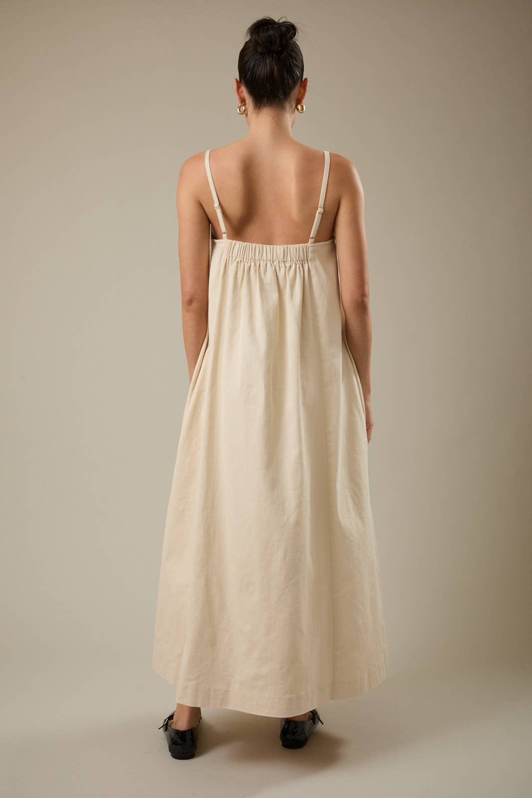 Solid A-Line Midi Dress