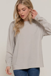 Long Sleeve Round Neck Garment Dye Tee