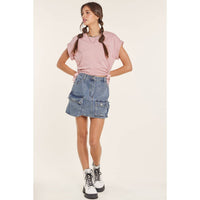 GATHERED SIDE GRUNGE CROP COTTON TOP