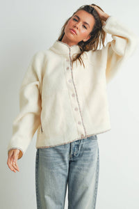 Snap Mock Neck Sherpa Fleece Jacket