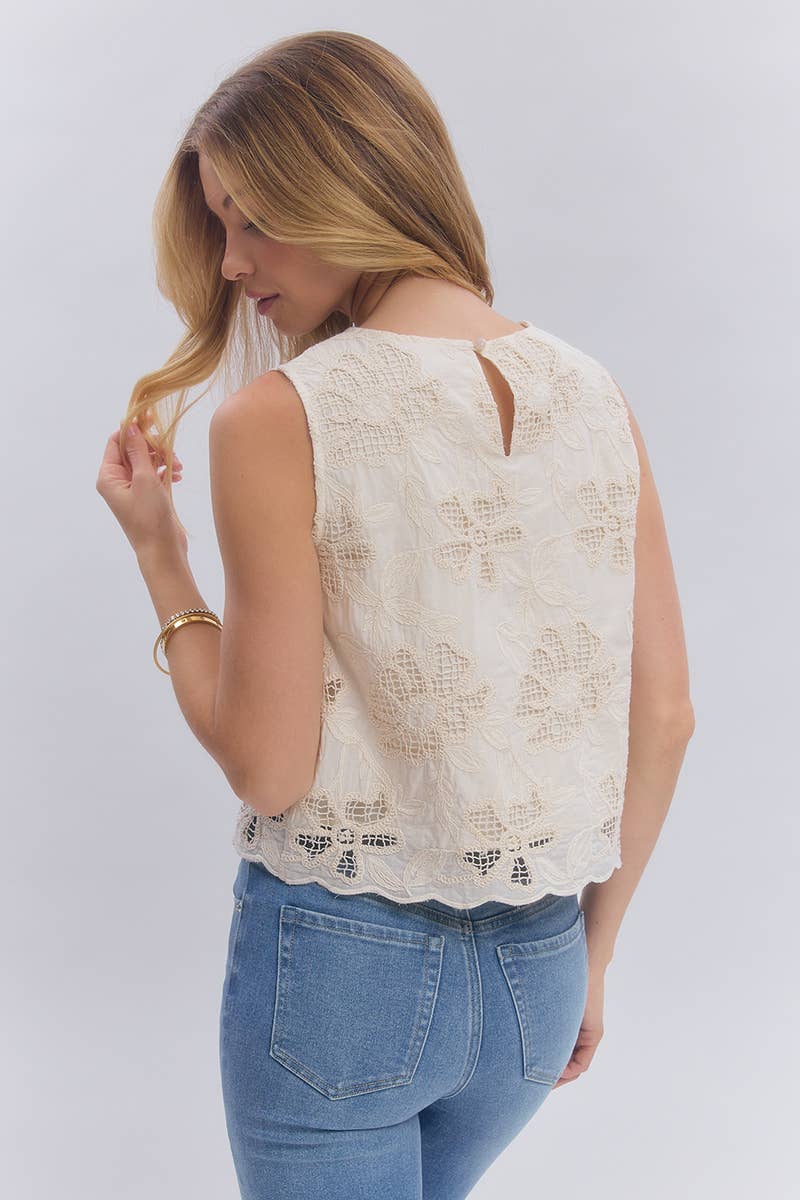 Lace Top with Scalloped Hem