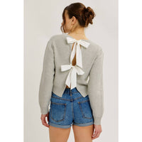 Contrast Bow Tie Back Sweater