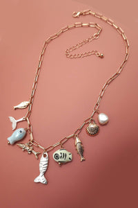 Porcelain Fish Charm Necklace