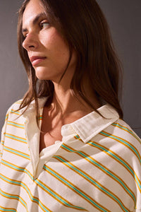 PT17177-1 - Striped long-sleeve collar polo shirts