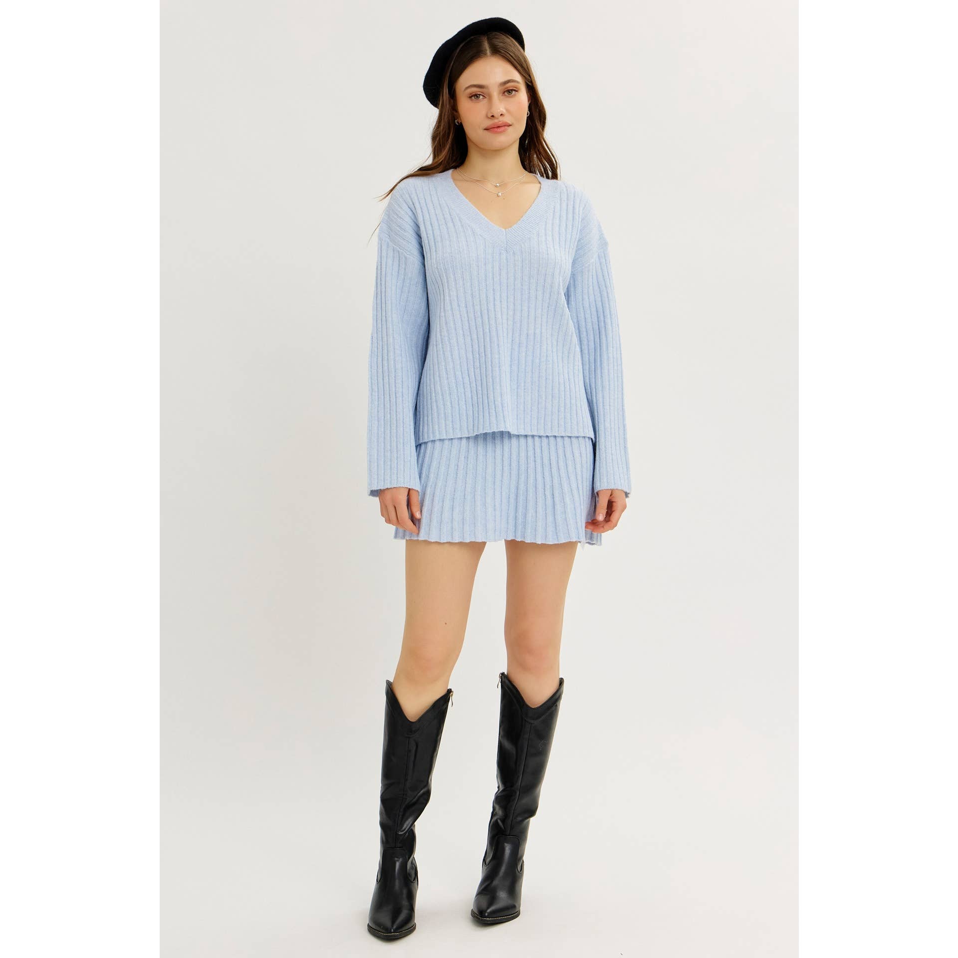 CLOUD SOFT OVERSIZED RIBBED SWEATER TOP WITH BELL SLEEVES