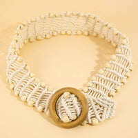 Wooden Bead Buckle Braided Belt