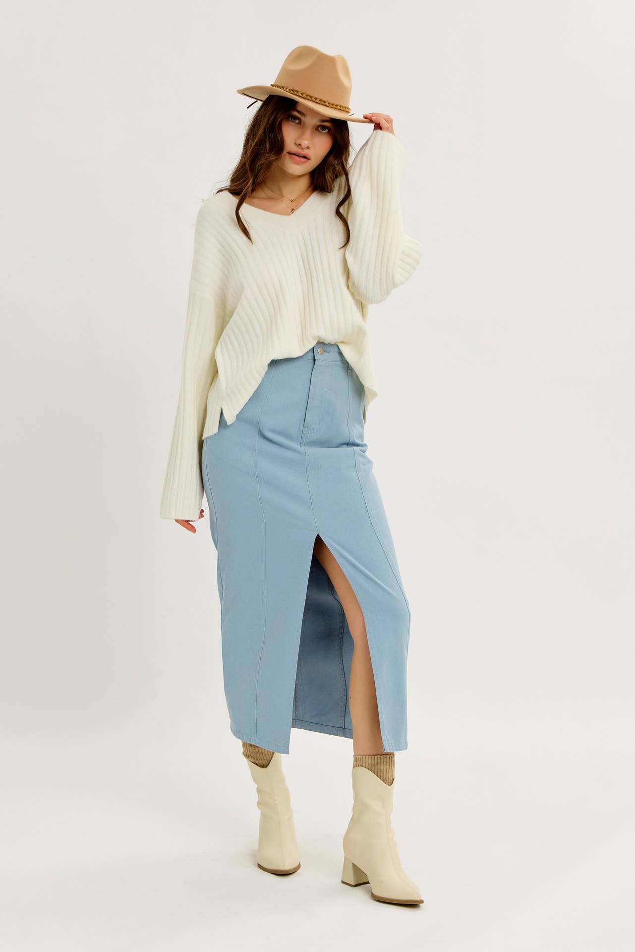CLOUD SOFT OVERSIZED RIBBED SWEATER TOP WITH BELL SLEEVES