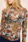 Semi Sheer Long Sleeve Floral Top