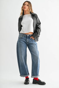 Cuffed Barrel Jean - MEDIUM DENIM - JP420