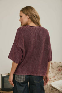Washed Short Sleeve Cardigan