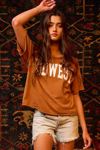 'MIDWEST' Mineral Washed Graphic Top