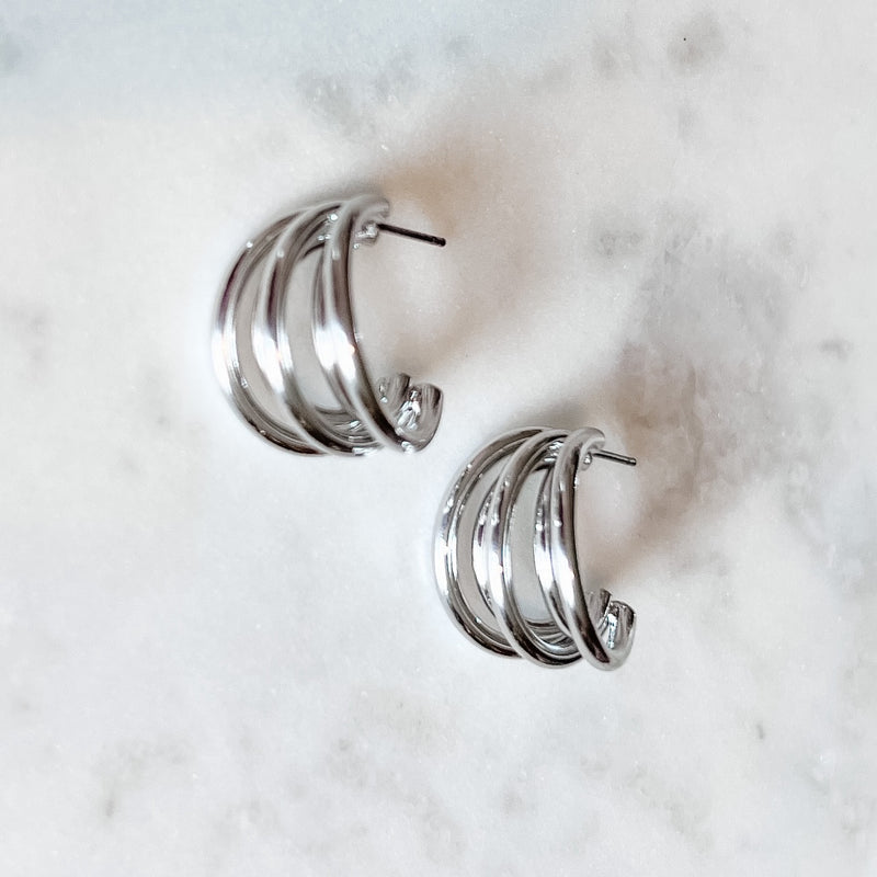 5 Ring Silver Earrings