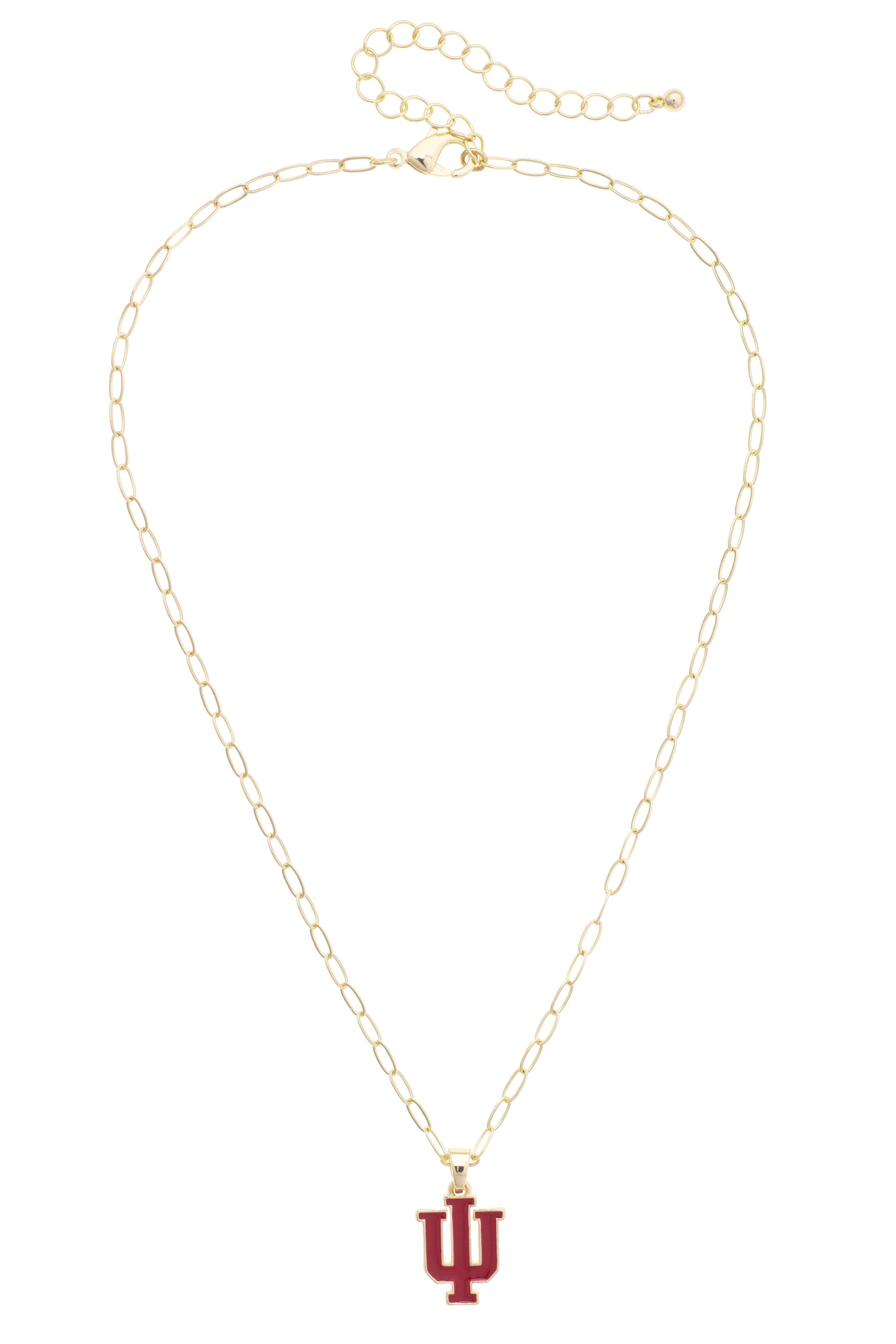 Indiana Hoosiers Enamel Pendant Necklace in Shiny Gold