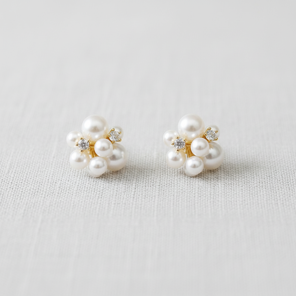 Vintage Pearl Flower Earrings