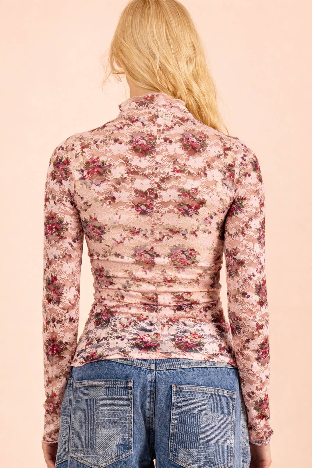 Sheer Mesh Lace Knit Top