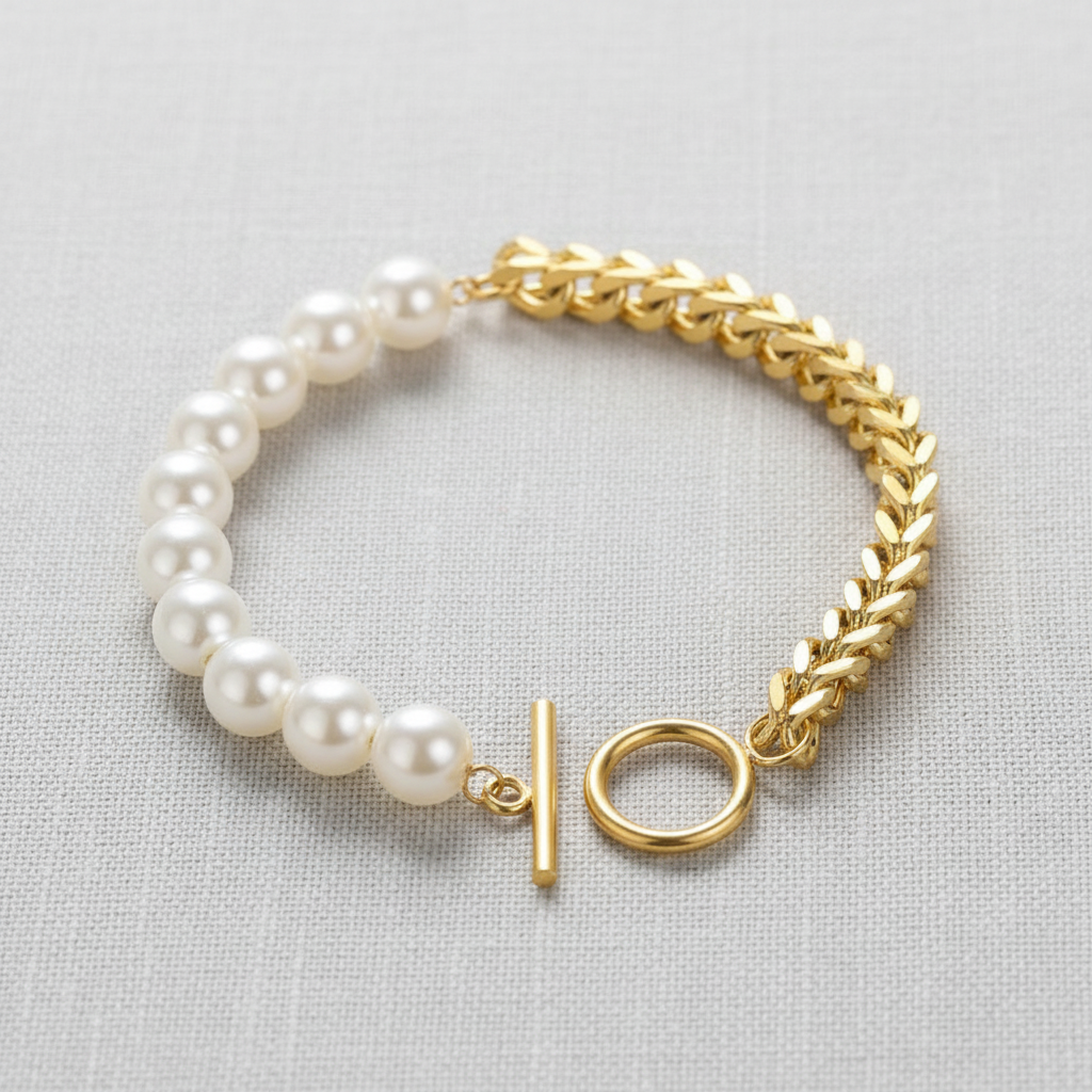 Pearl and Chain Bracelet