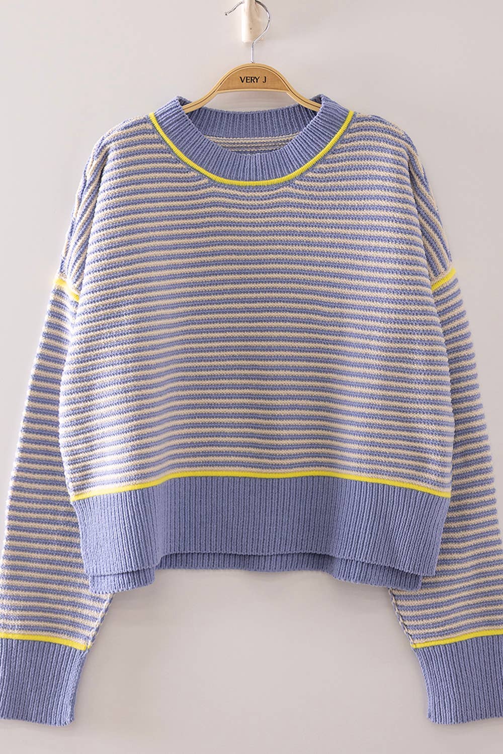 Contrast Trim Stripe Knit Sweater