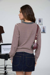 Striped Contrast Trim Cardigan