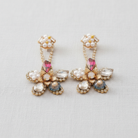 Zircon Pearl Flower Earrings