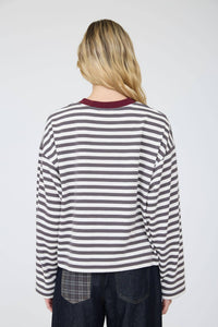 Boxy Striped Wide Sleeve Top