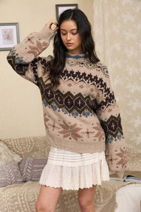 Fair Isle Mock Neck Sweater
