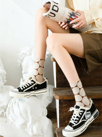Simple Polka Dot Mid Calf Socks (5 Pairs)