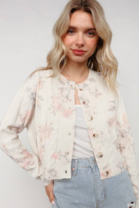 Floral Cable Sweater Cardigan