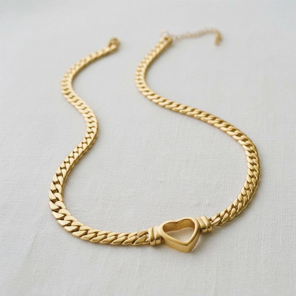Heart Pendant Cuban Link Necklace