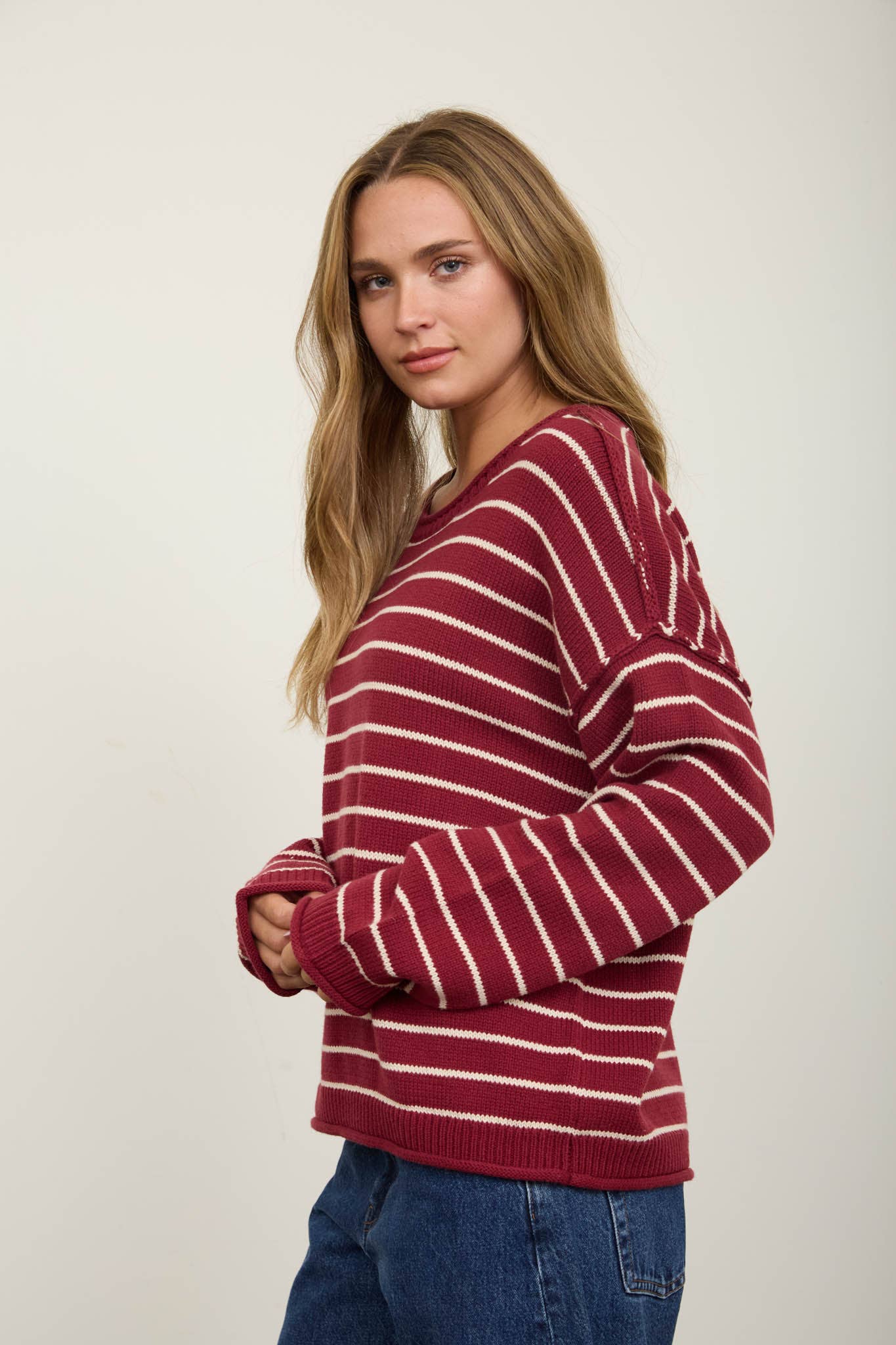 Striped Drop Shoulder Sweater