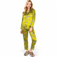 Giraffe Print Satin Pajama Set