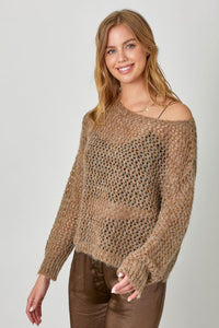 Metallic Net Pullover Sweater