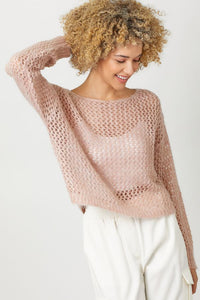 Metallic Net Pullover Sweater