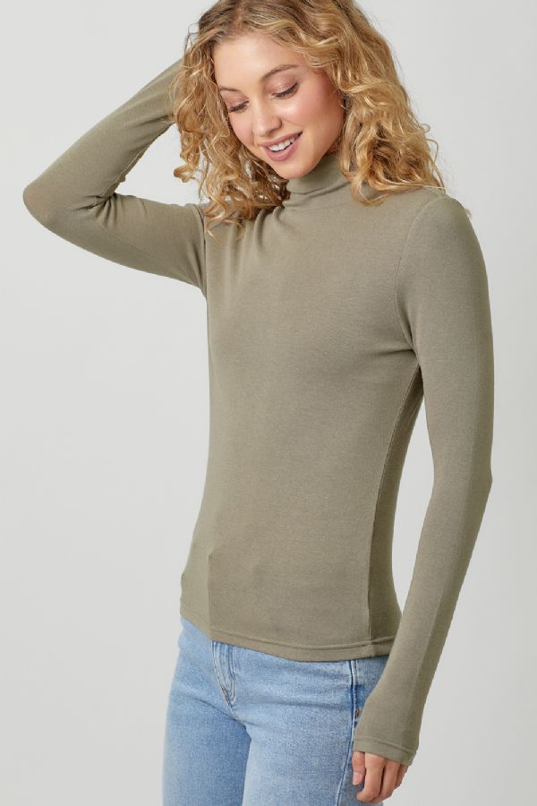 Knit Mock Neck Long Sleeve Top