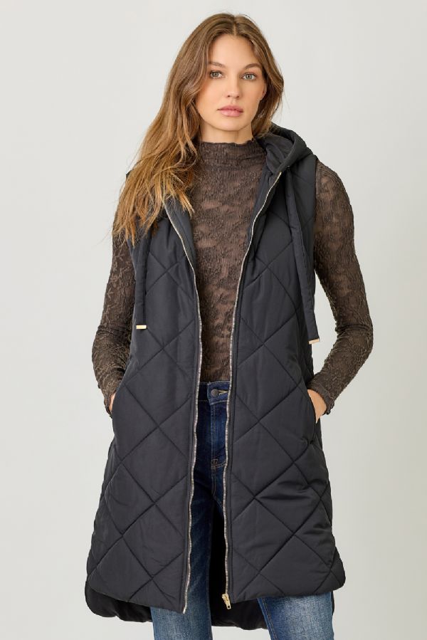 Quilted Long Puffer Vest