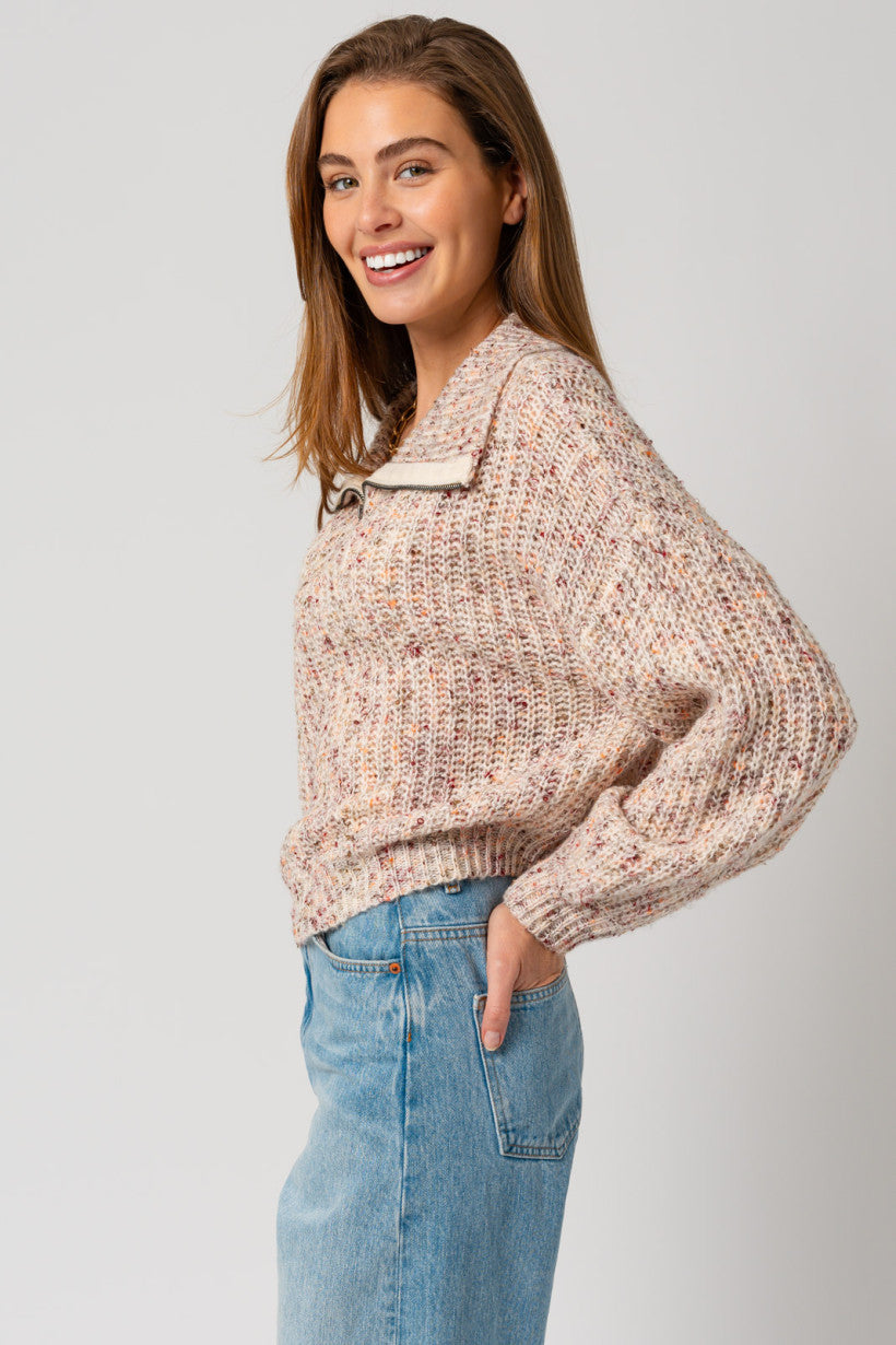 Speckled Half Zip Sweater